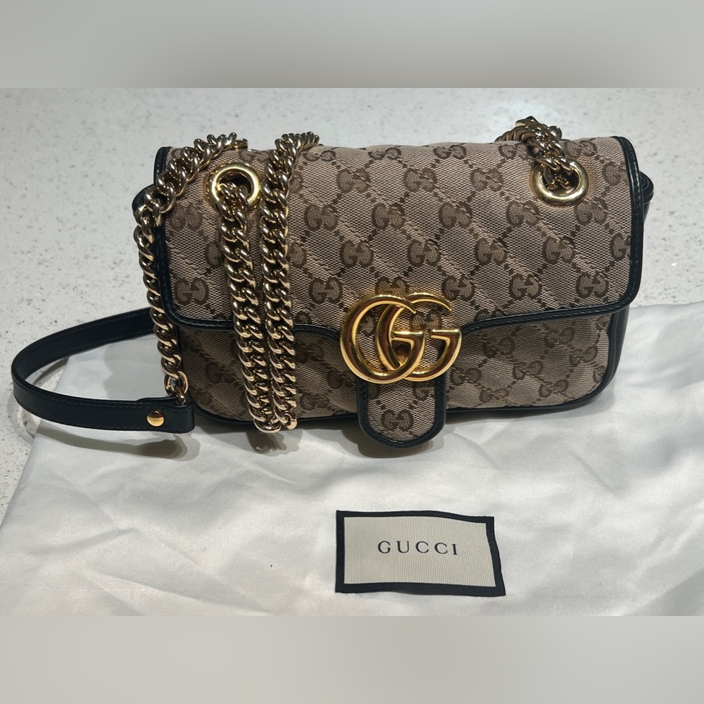 Gucci Monogram Matelasse Diagonal GG Marmont Shoulder Bag 446744. Reposhing!